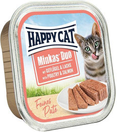 Produktbild von Happy Cat Minkas Duo Katzen Nassfutter Geflügel und Lachs Paté 16x100g