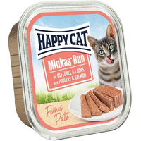 Produktbild von Happy Cat Minkas Duo Katzen Nassfutter Geflügel und Lachs Paté 16x100g