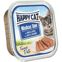 Produktbild von Happy Cat Minkas Duo Katzen Nassfutter Rind und Lachs Paté 16x100g