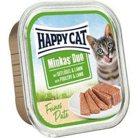 Produktbild von Happy Cat Minkas Duo Nassfutter Katze Adult Geflügel und Lamm Paté Getreidefrei 16x100 g - 16 x 100 g