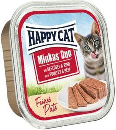 Produktbild von Happy Cat Minkas Duo Nassfutter Katze Adult Geflügel und Rind Paté getreidefrei 16x100 g - 16 x 100 g