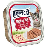 Produktbild von Happy Cat Minkas Duo Nassfutter Katze Adult Geflügel und Rind Paté getreidefrei 16x100 g - 16 x 100 g