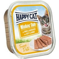Produktbild von Happy Cat Minkas Duo Nassfutter Katze Adult Rind und Kaninchen Paté getreidefrei 16x100 g - 16 x 100 g