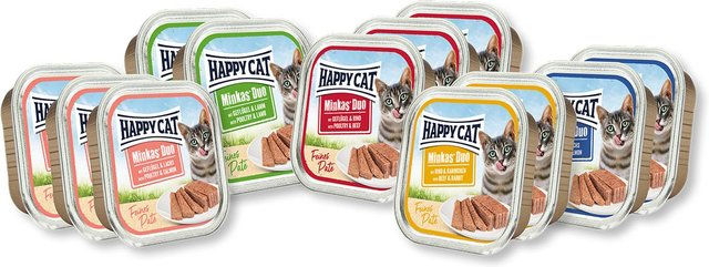 Happy Cat Minkas Duo Paté Mischtray für Katzen 12x100g ohne Zucker und Konservierungsstoffe - 12 x 100 g – Bild 1 von 3