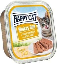 Happy Cat Minkas Duo Paté Rind und Kaninchen für Katzen Adult 16 x 100 g - 16 x 100 g – Bild 1 von 5
