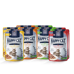 Happy Cat Mischtray 2 Katzen Nassfutter Beutel für ausgewachsene sterilisierte Katzen 24x85g – Bild 1 von 2