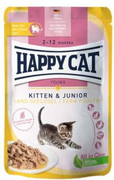 Produktbild von Happy Cat Young Nassfutter Kitten & Junior Geflügel Stückchen in Sauce getreidefrei 20x85 g - 20 x 85 g