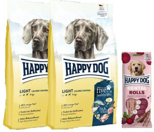 Happy Dog Fit & Vital Light Calorie Control Hundefutter Doppelpack mit Dental Rolls zur Gewichtskontrolle und Zahnpflege – Bild 1 von 1