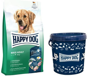 Produktbild von Happy Dog fit & vital Maxi Adult Hundefutter für große Hunde mit Kroketten zur Unterstützung von Haut, Fell und Gelenken 14 kg Tonne