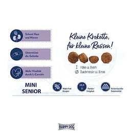 Happy Dog fit & vital Mini Senior Hundetrockenfutter mit Geflügel Lamm und Fisch 800g - 800 g – Bild 1 von 6
