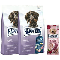 Produktbild von Happy Dog Fit & Vital Senior Doppelpack mit Dental Rolls für Hunde getreidefrei