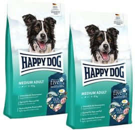 Produktbild von Happy Dog fit & vital Trockenfutter Hund Adult Medium Haut & Fell 2x12 kg - 2 x 12 kg