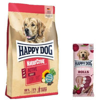 Produktbild von Happy Dog Premium NaturCroq Active mit Dental Rolls für erwachsene Hunde mit Geflügel und Fisch zur Zahnpflege und Verdauung