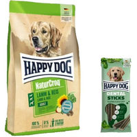Produktbild von Happy Dog Premium NaturCroq Sensitive Lamm und Reis Adult Hundefutter mit Dental Sticks zur Zahnpflege