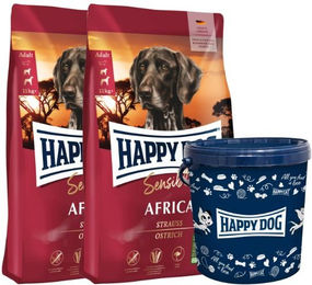 Produktbild von Happy Dog Sensible Africa Hundefutter Adult Strauß Monoprotein Hypoallergen Glutenfrei 1000g