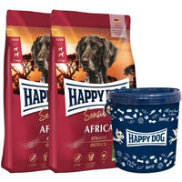 Produktbild von Happy Dog Sensible Africa Hundefutter Adult Strauß Monoprotein Hypoallergen Glutenfrei 1000g