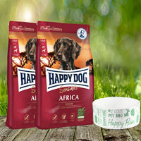 Produktbild von Happy Dog Sensible Africa Hundefutter Strauße glutenfrei und getreidefrei 2 x 12,5 kg mit Futternapf