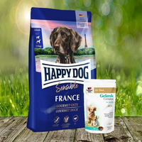 Produktbild von Happy Dog Sensible France Hundefutter 11 kg und Doppelherz Gelenk Complex 60 Chews