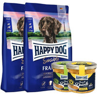 Produktbild von Happy Dog Sensible France Hundefutter Adult Ente Huhn Getreidefrei Glutenfrei 2 x 11 kg mit Happy Dog Snack Drink Suppe