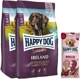 Produktbild von Happy Dog Sensible Ireland Doppelpack und Dental Rolls Hundefutter Set