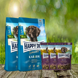 Happy Dog Sensible Karibik Hundefutter 2 x 11 kg und Happy Dog Soft Snack Ireland Belohnungssnack 3 x 100 g getreidefrei und glutenfrei – Bild 1 von 1