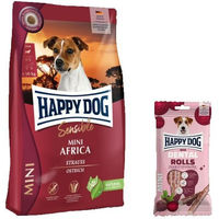 Produktbild von Happy Dog Sensible Mini Africa und Dental Rolls Mini Hundefutter Set für kleine Hunde