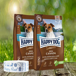 Happy Dog Sensible Mini Canada Hundefutter Getreidefrei und Glutenfrei 2 x 4 kg mit Futternapf Braun – Bild 1 von 1