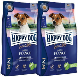 Produktbild von Happy Dog Sensible Mini France Hundefutter mit Ente für kleine erwachsene Hunde getreidefrei und glutenfrei 1000g