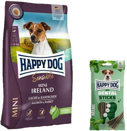 Happy Dog Sensible Mini Ireland mit Lachs und Kaninchen sowie Dental Sticks Mini Zahnpflege für kleine Hunde – Bild 1 von 1