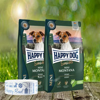 Produktbild von Happy Dog Sensible Mini Montana Hundefutter Getreidefrei 2 x 4 kg inklusiv Futternapf Blau
