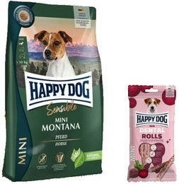 Happy Dog Sensible Mini Montana und Dental Rolls Mini für kleine Hunde glutenfrei und sensitive mit Zahnpflege – Bild 1 von 1