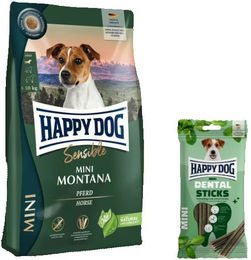 Happy Dog Sensible Mini Montana und Dental Sticks Mini für kleine Hunde mit Monoprotein zur Unterstützung der Verdauung und Zahnpflege – Bild 1 von 1