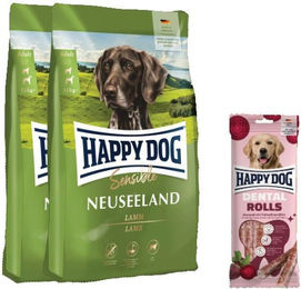 Produktbild von Happy Dog Sensible Neuseeland Doppelpack und Dental Rolls Hundesnacks für Hunde