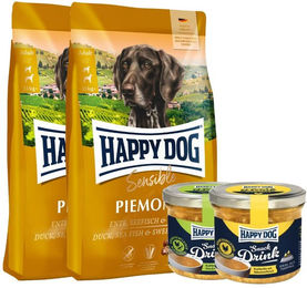 Happy Dog Sensible Piemonte Hundefutter Adult Ente und Fisch Glutenfrei 2 x 10 kg mit Happy Dog Snack Drinks – Bild 1 von 2