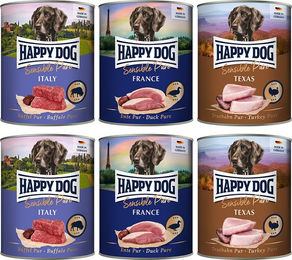 Happy Dog Sensible Pure Getreidefreies Hundefutter Mischpaket mit Truthahn, Büffel und Ente für Adult 6 x 800 g - 6 x 800 g – Bild 1 von 2