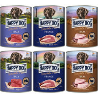 Produktbild von Happy Dog Sensible Pure Getreidefreies Hundefutter Mischpaket mit Truthahn, Büffel und Ente für Adult 6 x 800 g - 6 x 800 g