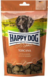 Produktbild von Happy Dog Soft Snack Toscana Belohnungssnack für Hunde mit Ente und Lachs glutenfrei