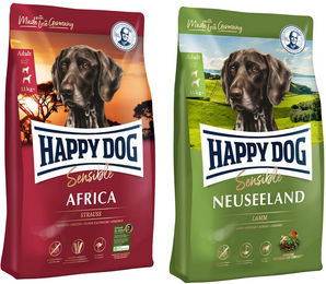 Produktbild von Happy Dog Supreme Hundefutter Set Africa Strauß und New Zealand Lamm 25 kg