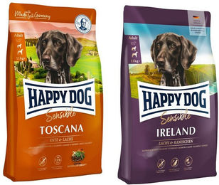 Produktbild von Happy Dog Supreme Hundefutter Toscana und Irland Sensitive mit Ente Lachs und Kaninchen 25 kg