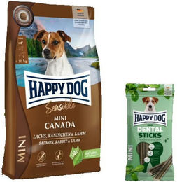 Happy Dog Supreme Mini Canada und Dental Sticks Mini Getreidefreies Hundefutter für kleine erwachsene Hunde zur Zahnpflege – Bild 1 von 1
