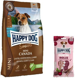 Happy Dog Supreme Mini Canada und Happy Dental Rolls Mini Hundefutter Set für kleine Hunde Adult getreidefrei und glutenfrei – Bild 1 von 1