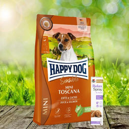 Happy Dog Supreme Mini Toscana Hundefutter 4 kg und Doppelherz Relax Spray 90 ml – Bild 1 von 1