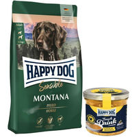 Produktbild von Happy Dog Supreme Montana Getreidefreies Hundefutter für mittelgroße und große Rassen Adult 10 kg mit Happy Dog Snack Drink Suppe