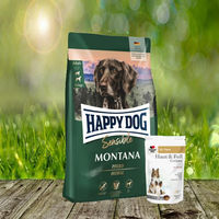 Produktbild von Happy Dog Supreme Montana Hundefutter 10 kg und Doppelherz Haut & Fell Complex 60 Chews