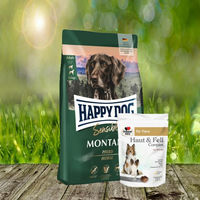 Produktbild von Happy Dog Supreme Montana Hundefutter 4 kg und Doppelherz Haut & Fell Complex 30 Chews
