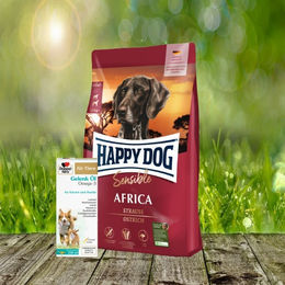 Happy Dog Supreme Sensible Africa Hundefutter 12,5 kg und Doppelherz Gelenk Öl Omega-3 250 ml – Bild 1 von 1