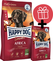 Produktbild von Happy Dog Supreme Sensible Africa Trockenfutter für erwachsene Hunde mit Strauß getreidefrei 13,5 kg