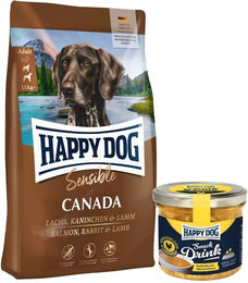 Happy Dog Supreme Sensible Canada 11 kg Hundefutter Adult Getreidefrei und Happy Dog Snack Drink Suppe mit Hähnchenfleisch – Bild 1 von 2