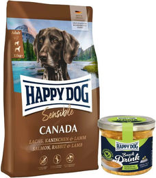 Happy Dog Supreme Sensible Canada Hundefutter 11 kg und Snack Drink mit Hähnchenfleisch und Gemüse – Bild 1 von 1