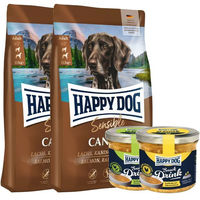 Produktbild von Happy Dog Supreme Sensible Canada Hundefutter Adult 2 x 11 kg mit 2 Happy Dog Snack Drink Nasssnack getreidefrei und glutenfrei